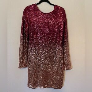 Sequin Ombre Dress - Pink and Gold
